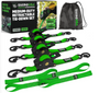 Rhino USA Retractable Ratchet Straps (4Pk 1Inx10Ft) (Green)