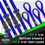 Rhino USA Medium Duty Ratchet Strap Tie-Down 4-Pack (Blue)