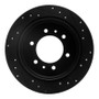R1 06-10 Hummer H3T Rear Left Drilled & Slotted Black Brake Rotor