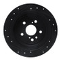 R1 04-09 Lexus RX330 Rear Right Drilled & Slotted Black Brake Rotor