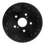 R1 08-18 Pontiac Vibe Rear Right Drilled & Slotted Black Brake Rotor
