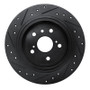 R1 95-99 Toyota AVALON Rear Right Drilled & Slotted Black Brake Rotor