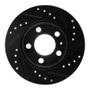 R1 01-06 Audi TT Quattro Rear Left Drilled & Slotted Black Brake Rotor
