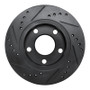 R1 00-02 Audi S4 Rear Right Drilled & Slotted Black Brake Rotor