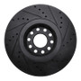 R1 00-03 Audi A8 Front Left Drilled & Slotted Black Brake Rotor