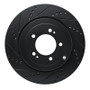 R1 08-15 Mitsubishi Lancer Rear Left Drilled & Slotted Black Brake Rotor