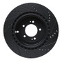 R1 08-15 Mitsubishi Lancer Rear Left Drilled & Slotted Black Brake Rotor