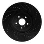 R1 08-25 Infiniti QX70 Front Left Drilled & Slotted Black Brake Rotor
