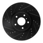 R1 07-15 Infiniti Q60 Front Left Drilled & Slotted Black Brake Rotor