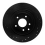 R1 93-01 Infiniti Q45 Rear Right Drilled & Slotted Black Brake Rotor