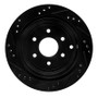 R1 05-25 Nissan Frontier Rear Right Drilled & Slotted Black Brake Rotor