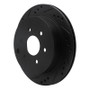 R1 05-25 Nissan Frontier Rear Left Drilled & Slotted Black Brake Rotor
