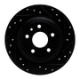 R1 13-20 Ford Fusion Rear Right Drilled & Slotted Black Brake Rotor