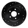 R1 12-18 Ford Focus Rear Right Drilled & Slotted Black Brake Rotor