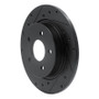 R1 12-18 Ford Focus Rear Left Drilled & Slotted Black Brake Rotor