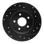 R1 12-18 Ford Focus Rear Left Drilled & Slotted Black Brake Rotor