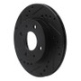 R1 86-17 Nissan NX Front Left Drilled & Slotted Black Brake Rotor