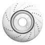 R1 03-06 Mitsubishi Lancer Front Right Drilled & Slotted Silver Brake Rotor