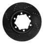 R1 06-25 American Coach Patriot Rear Right Drilled & Slotted Black Brake Rotor
