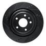 R1 14-19 Chevrolet Corvette Rear Left Drilled & Slotted Black Brake Rotor