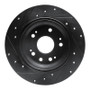 R1 02-04 Acura RL Rear Right Drilled & Slotted Black Brake Rotor