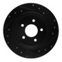R1 03-11 Ford Crown Victoria Rear Left Drilled & Slotted Black Brake Rotor