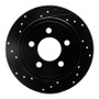 R1 03-07 Jeep Liberty Rear Left Drilled & Slotted Black Brake Rotor