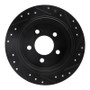 R1 93-98 Jeep Grand Cherokee Rear Left Drilled & Slotted Black Brake Rotor