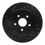 R1 05-10 Jeep Commander Rear Right Drilled & Slotted Black Brake Rotor