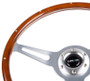 NRG Classic Wood Grain Steering Wheel (365mm) Wood w/Metal Inserts & Brushed Alum. 3-Spoke Center