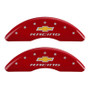 MGP 4 Caliper Covers Engraved Front & Rear Chevy Racing Red Finish Silver Char 2016 Chevrolet Camaro