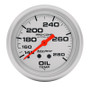 Autometer Ultra-Lite 66.7mm Mechanical 140-280 Degree F Oil Temperature Gauge w/ 6in Tubing