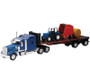 New Ray Toys Kenworth W900 with Flatbed, Tractor and Round Haybales/ Scale - 1:32