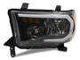 Raxiom 07-13 Toyota Tundra Axial Series Headlights w/ LED Bar- Black Housing (Clear Lens)