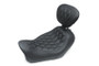 Mustang 14-17 Harley Fat Bob Wide Tripper Solo Seat w/Driver Backrest Diamond Stitch - Black