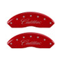 MGP 4 Caliper Covers Engraved Front Cursive/Cadillac Engraved Rear STS Red finish silver ch