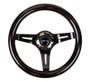 NRG Classic Wood Grain Steering Wheel (310mm) Black w/Black Chrome 3-Spoke Center