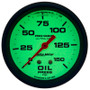 Autometer Ultra-Nite 2-5/8in 0-150 PSI Liquid Filled Mechanical Glow In Dark Oil Pressure Gauge