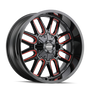 Mayhem 8107 Cogent 20x9 / 5x139.7 BP / 0mm Offset / 110mm Hub Black w/ Prism Red Wheel