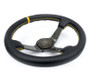 NRG Carbon Fiber Steering Wheel (350mm) Leather Trim w/Gold Stitching/Center Mark