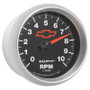 AutoMeter Gauge Tachometer 3-3/8in. 10K RPM In-Dash Chevy Red Bowtie Black