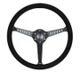 NRG Reinforced Stealth Wheel (380mm) 3 Spoke Center - 1in Deep Dish - Vegan Suede Red Stitch