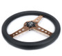 NRG Light Weight Gaming Steering Wheel - Driftz 350mm 3 Rose Gold Spokes Perforated Leather