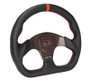 NRG Carbon Fiber Flat Bottom Steering Wheel (320mm) Red CF Center w/Red Stitch/Center Mark