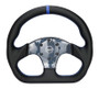 NRG Carbon Fiber Steering Wheel (320mm) Blue CF Center w/Blue Stitch Blue Center Mark Flat Bottom
