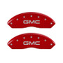 MGP Front set 2 Caliper Covers Engraved Front GMC Red finish silver ch