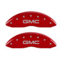 MGP Front set 2 Caliper Covers Engraved Front GMC Red finish silver ch