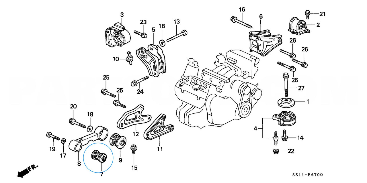 Engine Torque Rod Bush A - Honda Beat PP1 Model - 1991-1996