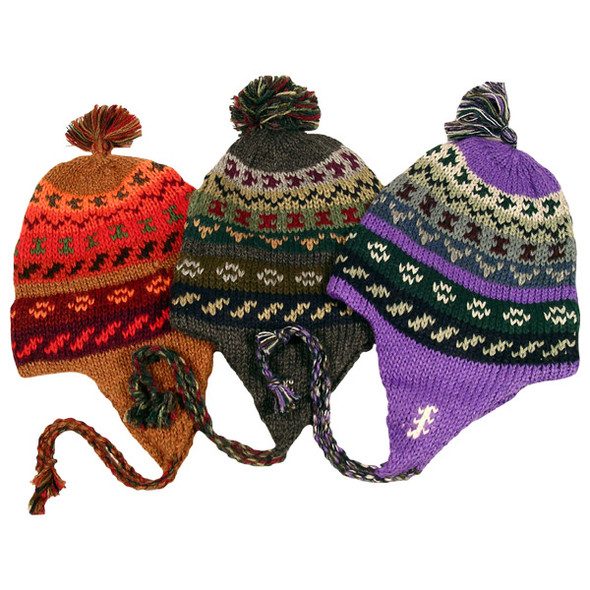Five Pack Lot Mixed Colors Striped/Geometric Chullo Hat