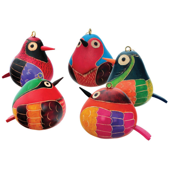 Five Pack Lot ssortment of Colorful Birds with Beak & Tail Ornaments 3"